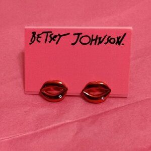 Betsey Johnson Glossy Red Lip Earrings